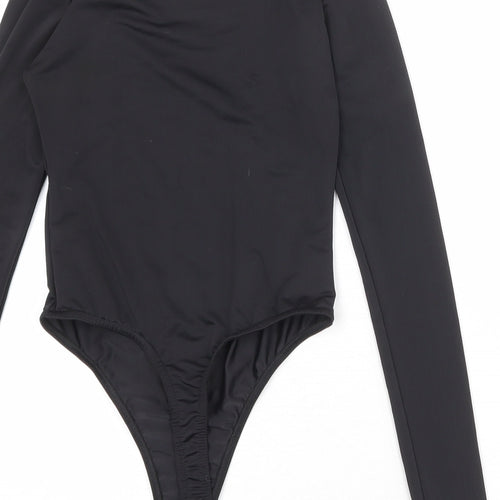 PRETTYLITTLETHING Womens Black Polyester Bodysuit One-Piece Size 6 Snap