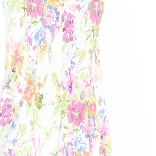 Per Una Womens Multicoloured Floral Linen Tank Dress Size 12 V-Neck Pullover
