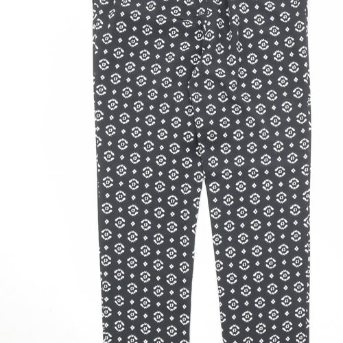 Laura Ashley Womens Grey Geometric Polyester Trousers Size 8 Regular Drawstring