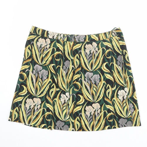 NEXT Womens Multicoloured Floral Polyester A-Line Skirt Size 14 Zip