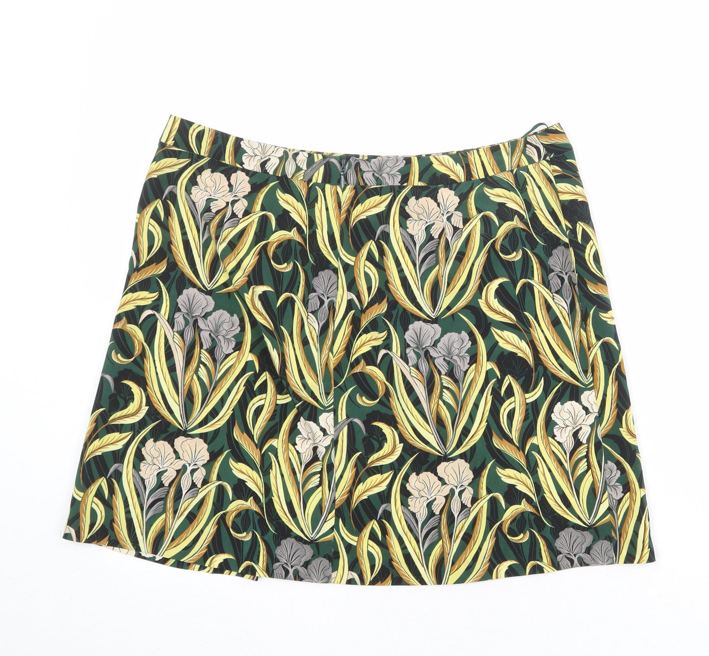 NEXT Womens Multicoloured Floral Polyester A-Line Skirt Size 14 Zip