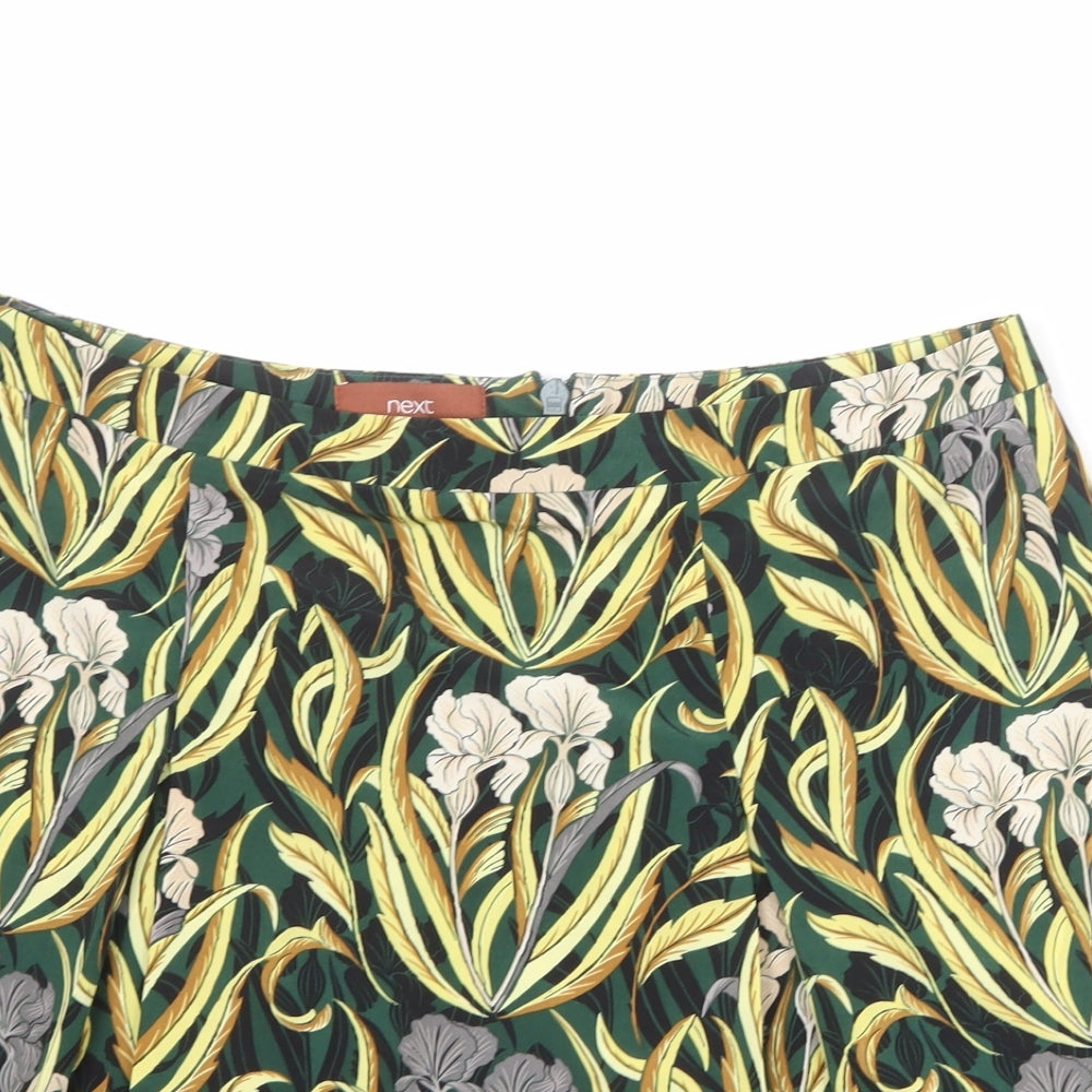 NEXT Womens Multicoloured Floral Polyester A-Line Skirt Size 14 Zip