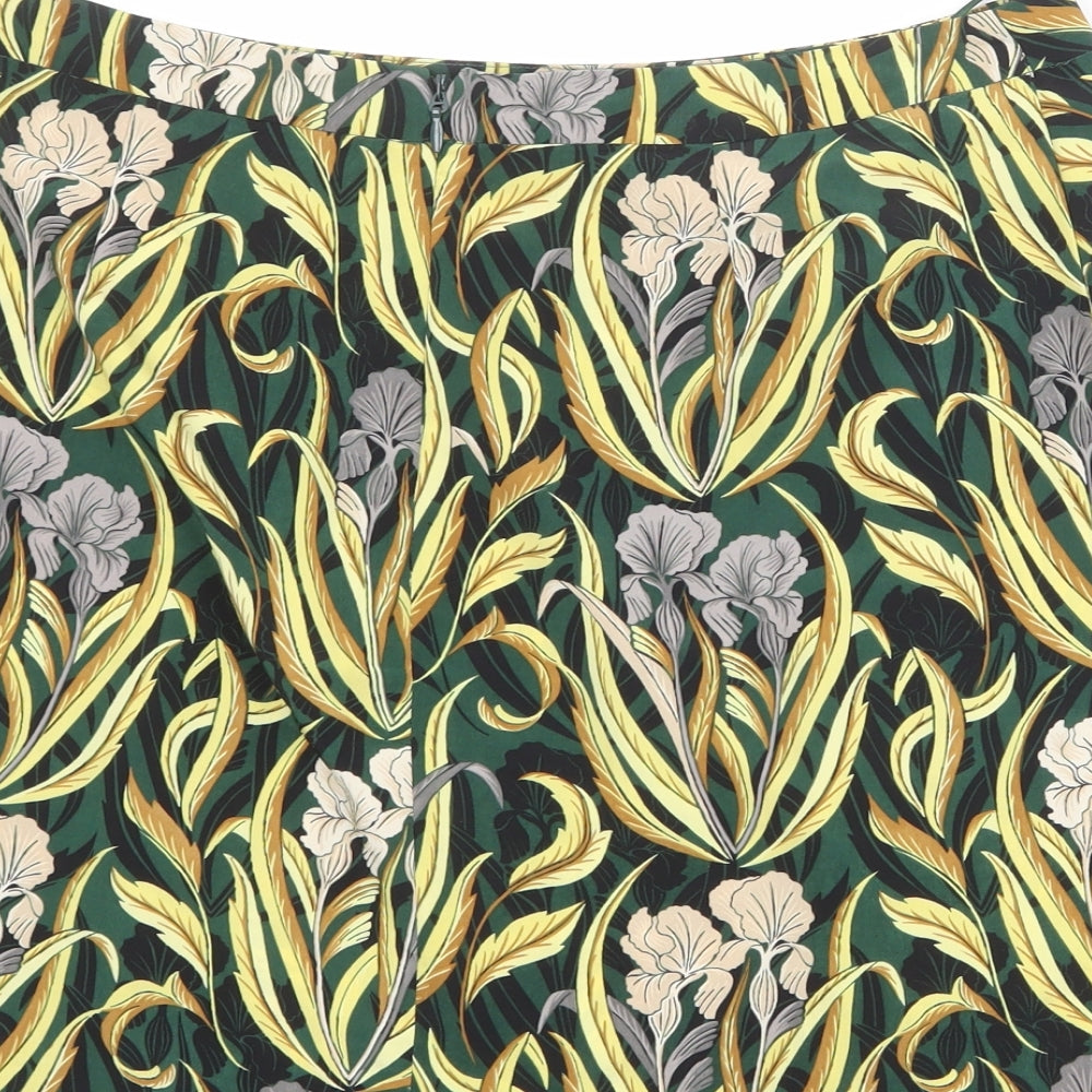 NEXT Womens Multicoloured Floral Polyester A-Line Skirt Size 14 Zip