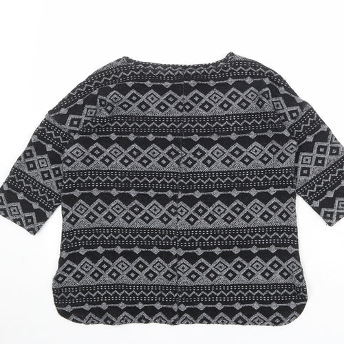 NEXT Womens Black Round Neck Geometric Polyester Pullover Jumper Size 8