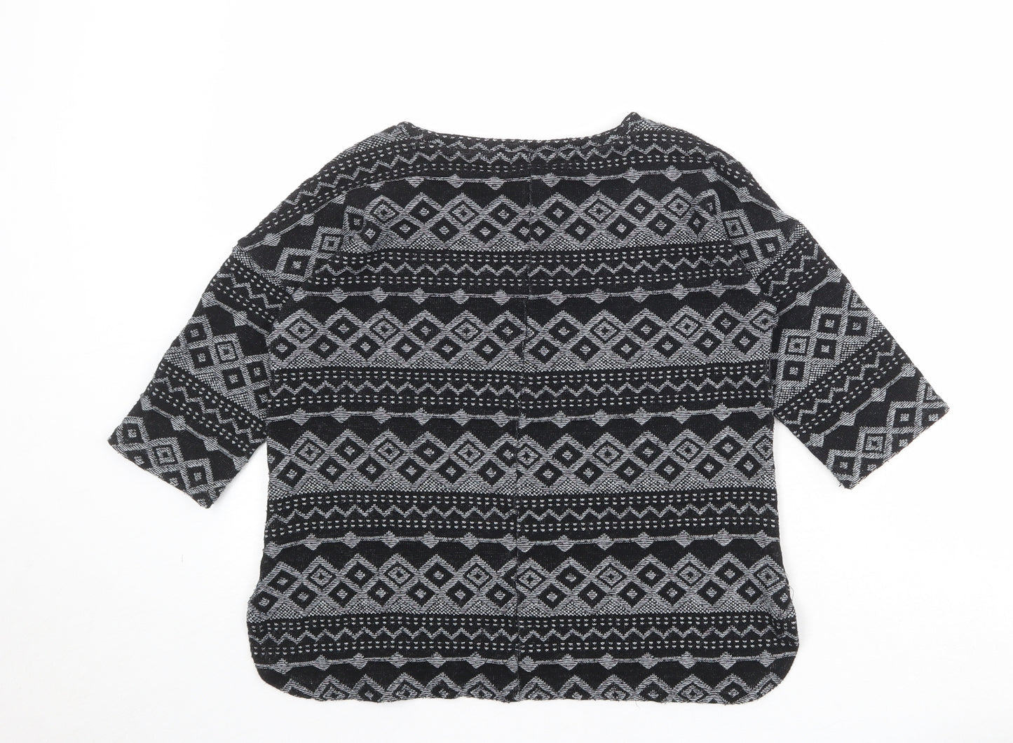 NEXT Womens Black Round Neck Geometric Polyester Pullover Jumper Size 8