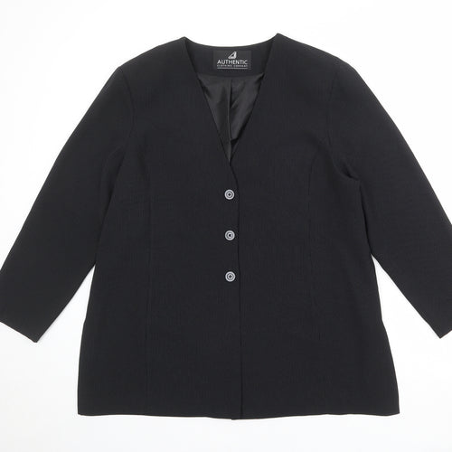 Authentic Clothing Company Womens Black Geometric Polyester Jacket Blazer Size 22
