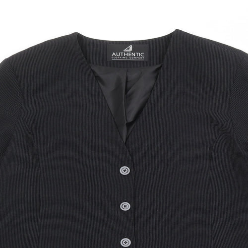 Authentic Clothing Company Womens Black Geometric Polyester Jacket Blazer Size 22