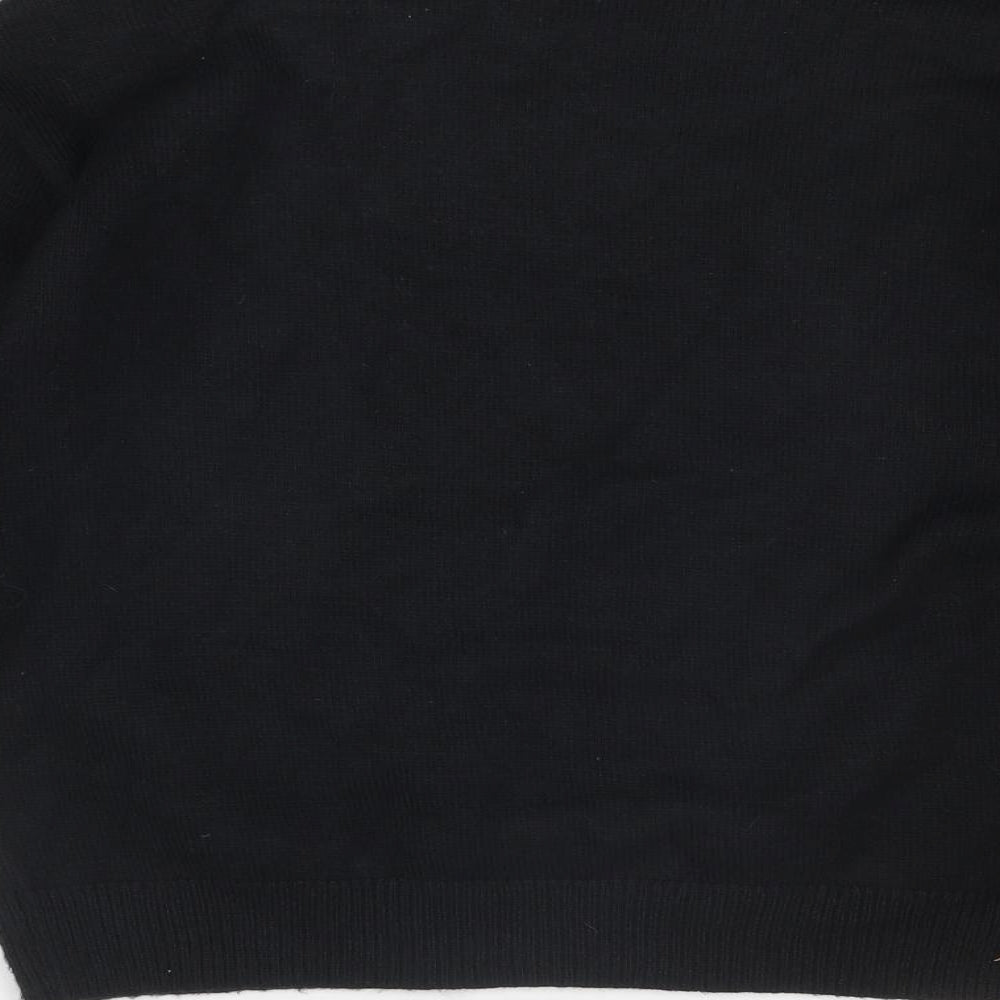 Marks and Spencer Womens Black Crew Neck Fair Isle Polyester Pullover Jumper Size M