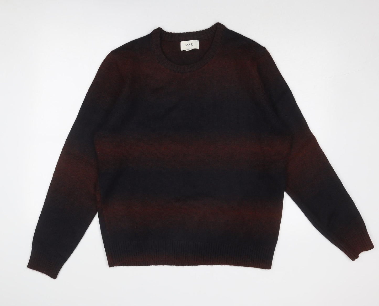 Marks and Spencer Mens Multicoloured Round Neck Polyester Pullover Jumper Size XL Long Sleeve
