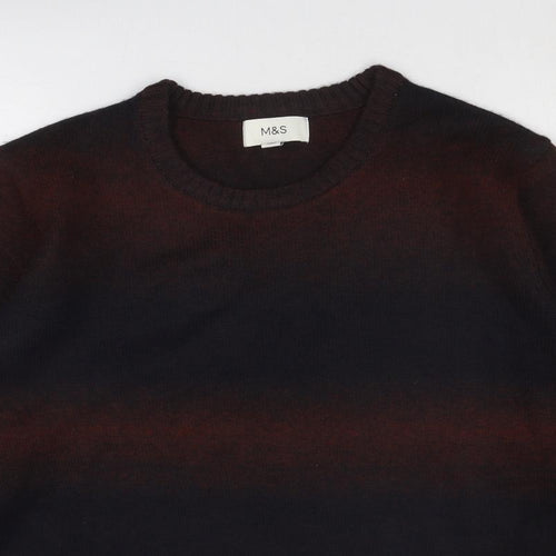 Marks and Spencer Mens Multicoloured Round Neck Polyester Pullover Jumper Size XL Long Sleeve