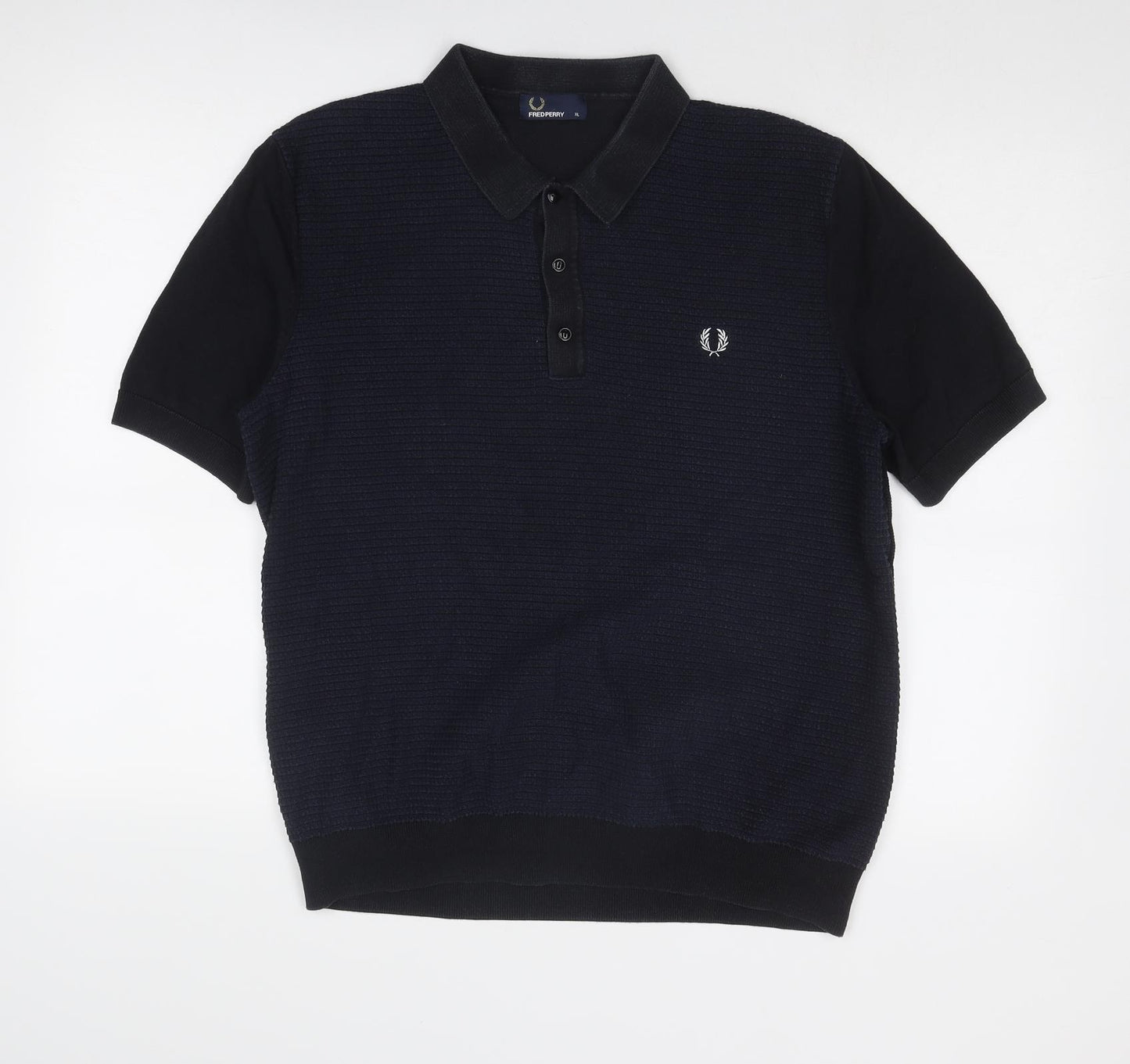 Fred Perry Mens Blue Cotton Polo Size XL Collared Button