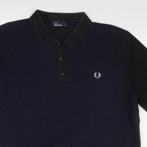 Fred Perry Mens Blue Cotton Polo Size XL Collared Button