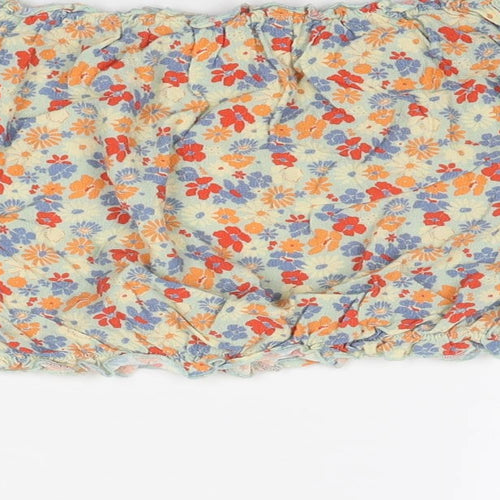 Nobody's Child Womens Multicoloured Floral Viscose Cropped Blouse Size 12 Off the Shoulder