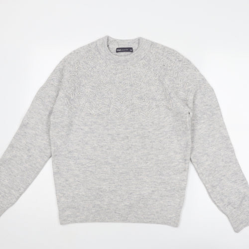Marks and Spencer Womens Grey Crew Neck Acrylic Pullover Jumper Size S