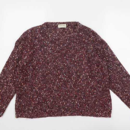 Indigo Womens Red Round Neck Acrylic Pullover Jumper Size 14 - Flecked