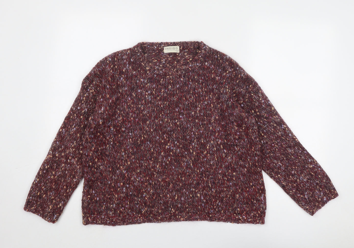 Indigo Womens Red Round Neck Acrylic Pullover Jumper Size 14 - Flecked