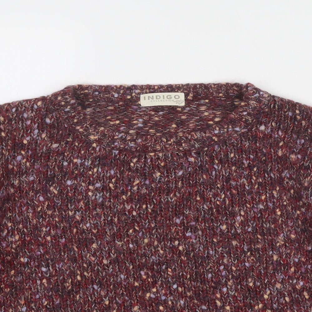 Indigo Womens Red Round Neck Acrylic Pullover Jumper Size 14 - Flecked
