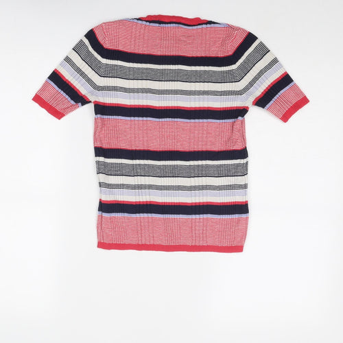 Marks and Spencer Womens Multicoloured Round Neck Striped Viscose Pullover Jumper Size 10