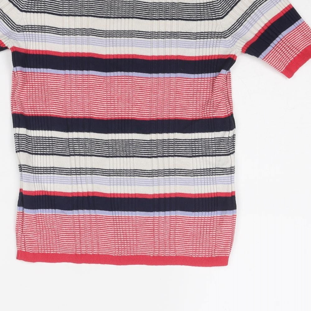 Marks and Spencer Womens Multicoloured Round Neck Striped Viscose Pullover Jumper Size 10