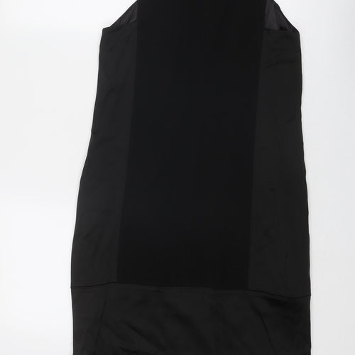 French Connection Womens Black Acetate Shift Size 8 Boat Neck Zip
