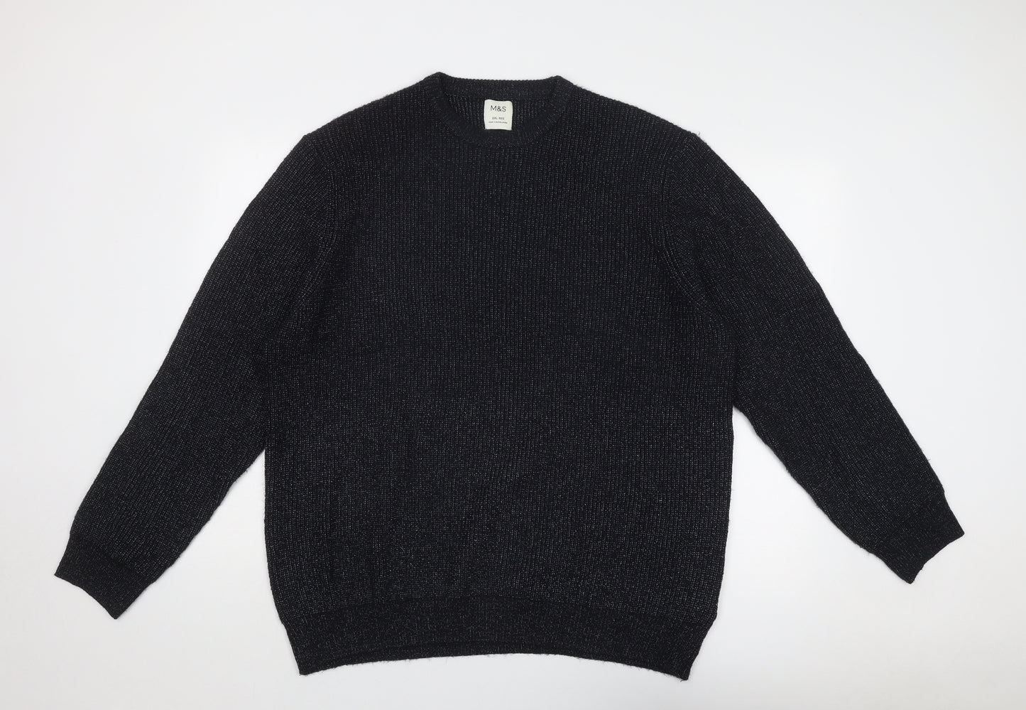 Marks and Spencer Mens Blue Round Neck Polyamide Pullover Jumper Size 2XL Long Sleeve