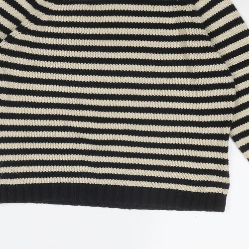 Noa Noa Womens Beige High Neck Striped Cotton Pullover Jumper Size S