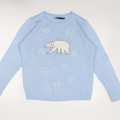 EWM Womens Blue Round Neck Acrylic Pullover Jumper Size 14 - Polar Bear Size 14-16