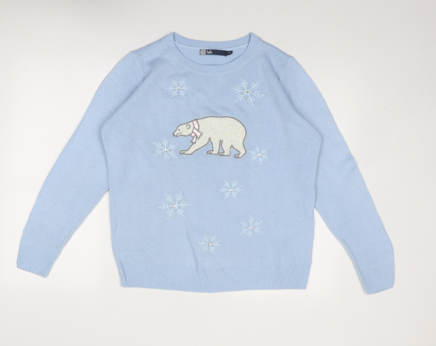 EWM Womens Blue Round Neck Acrylic Pullover Jumper Size 14 - Polar Bear Size 14-16