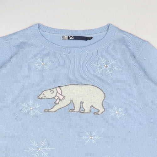 EWM Womens Blue Round Neck Acrylic Pullover Jumper Size 14 - Polar Bear Size 14-16