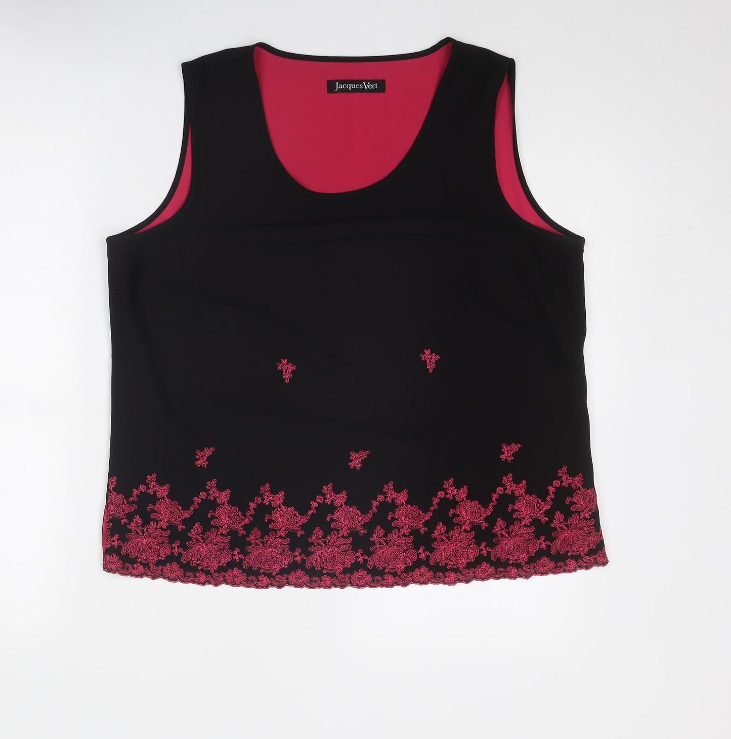 Jacques Vert Womens Black Polyester Basic Tank Size 16 Round Neck