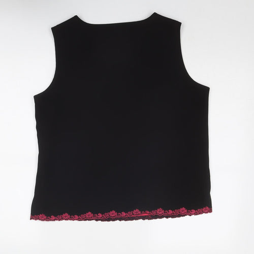 Jacques Vert Womens Black Polyester Basic Tank Size 16 Round Neck
