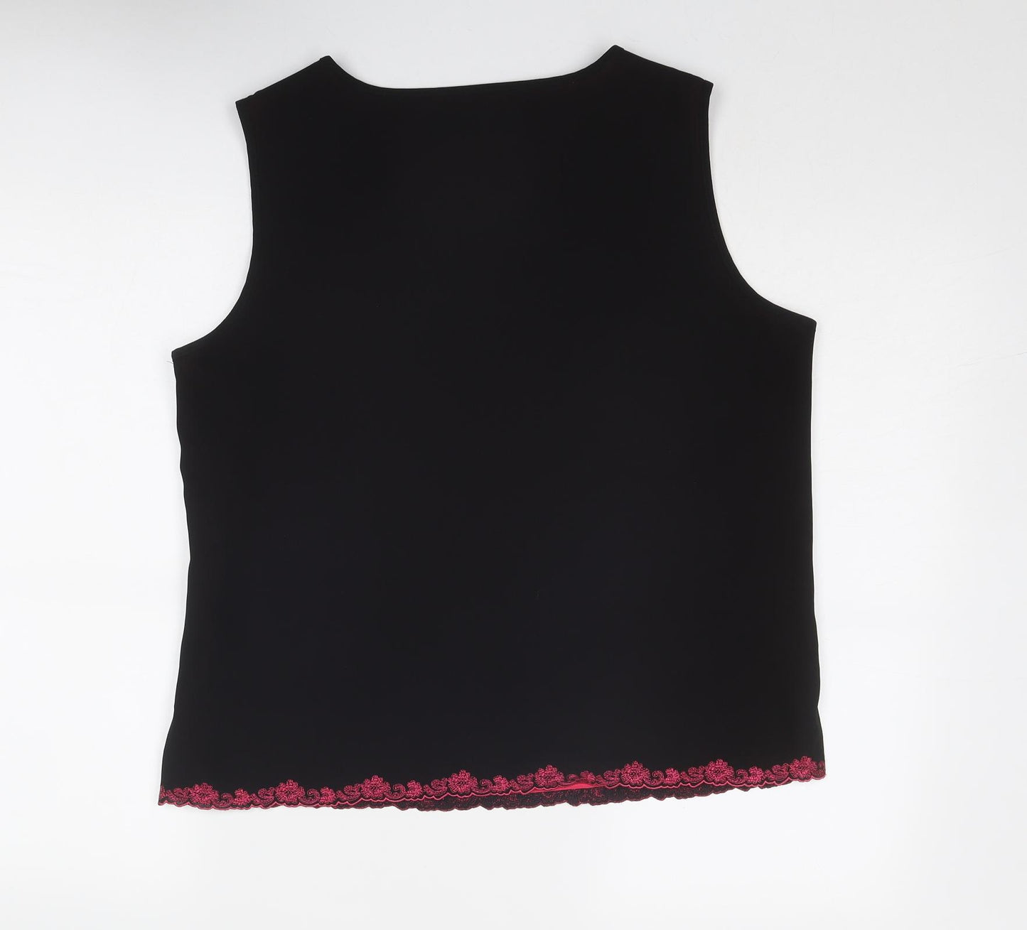 Jacques Vert Womens Black Polyester Basic Tank Size 16 Round Neck