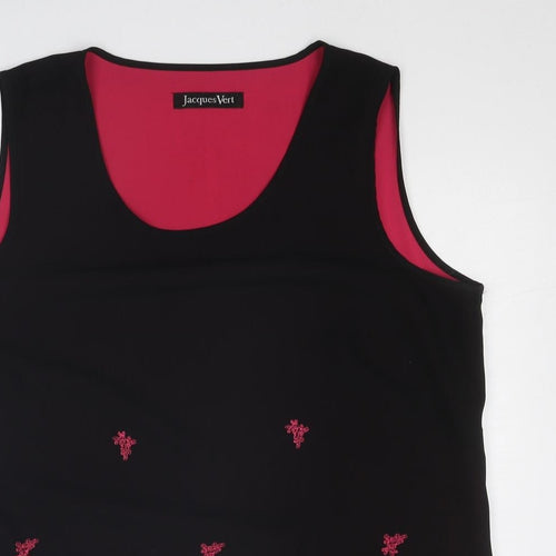 Jacques Vert Womens Black Polyester Basic Tank Size 16 Round Neck