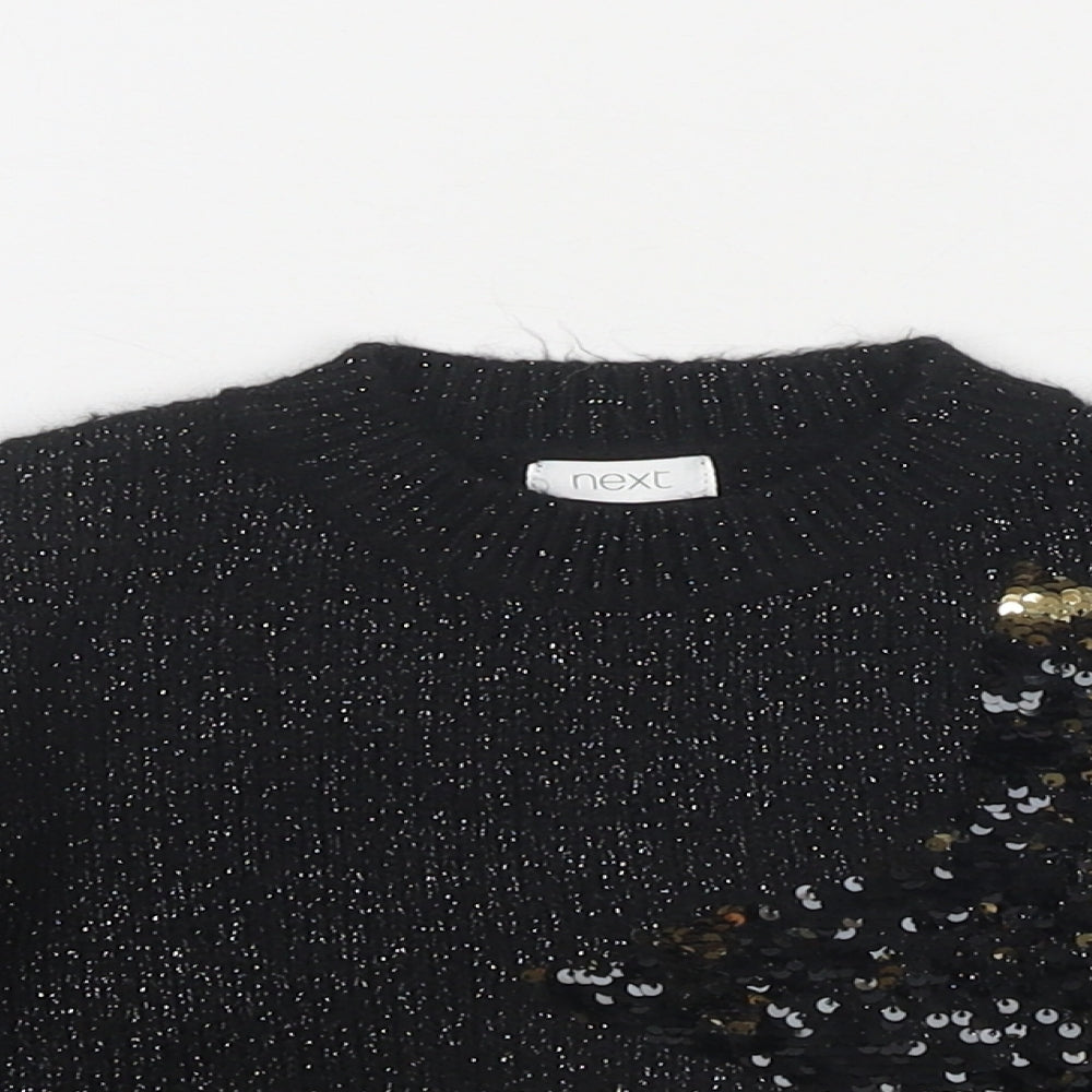 NEXT Girls Black Round Neck Acrylic Pullover Jumper Size 3 Years Pullover