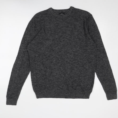 NEXT Mens Grey Round Neck Cotton Pullover Jumper Size L Long Sleeve