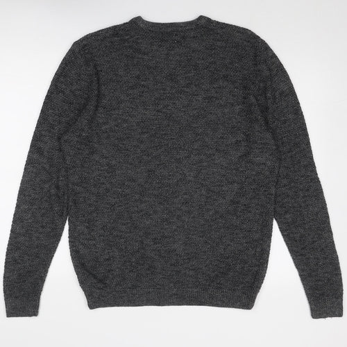 NEXT Mens Grey Round Neck Cotton Pullover Jumper Size L Long Sleeve