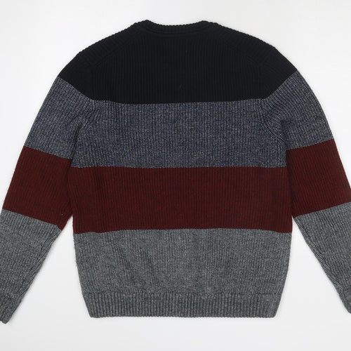 Marks and Spencer Mens Multicoloured Round Neck Polyester Pullover Jumper Size XL Long Sleeve
