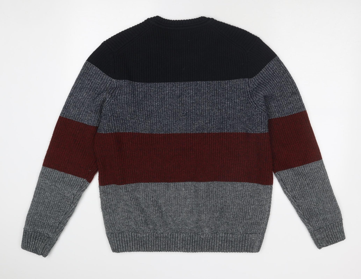 Marks and Spencer Mens Multicoloured Round Neck Polyester Pullover Jumper Size XL Long Sleeve