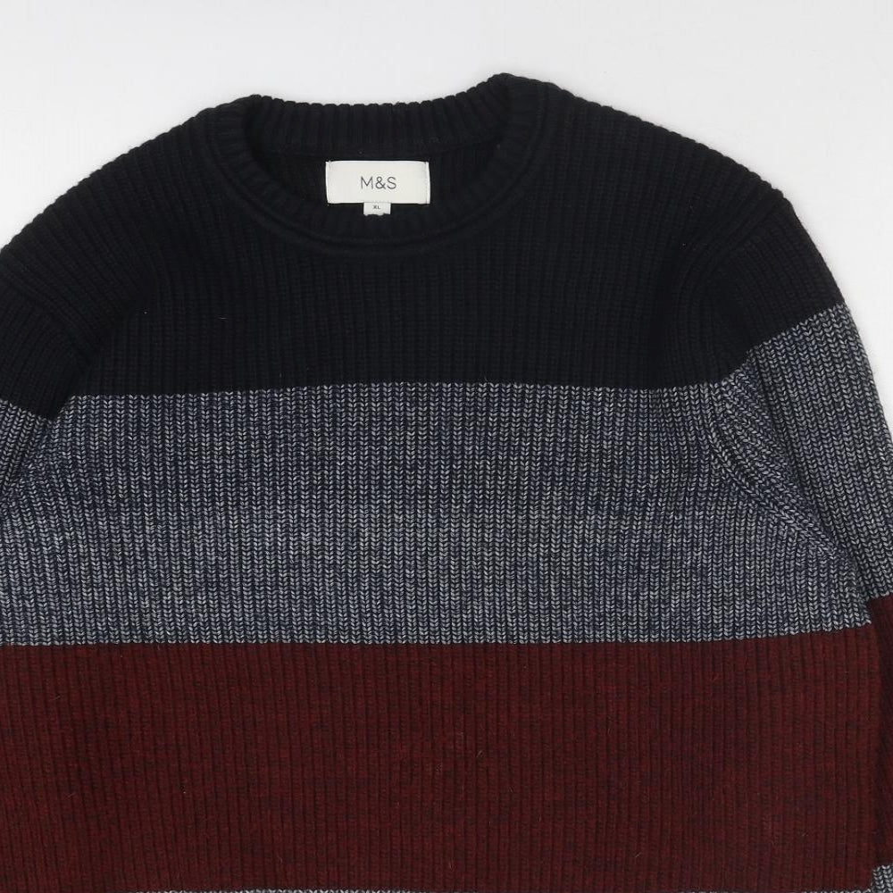 Marks and Spencer Mens Multicoloured Round Neck Polyester Pullover Jumper Size XL Long Sleeve
