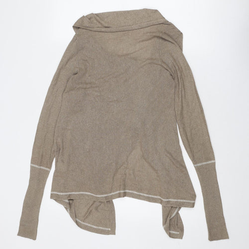 River Island Womens Brown V-Neck Acrylic Cardigan Jumper Size 6