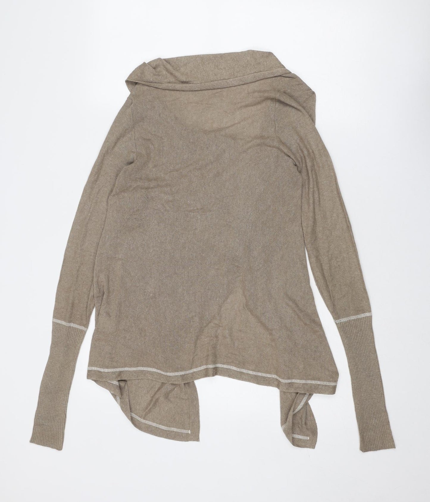 River Island Womens Brown V-Neck Acrylic Cardigan Jumper Size 6