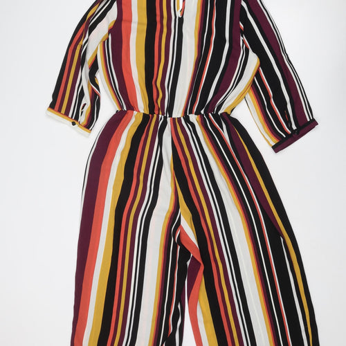 Anthology Womens Multicoloured Striped Polyester Jumpsuit One-Piece Size 12 Button