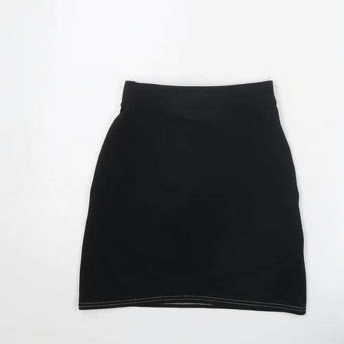 PRETTYLITTLETHING Womens Black Polyester A-Line Skirt Size 8 Tie