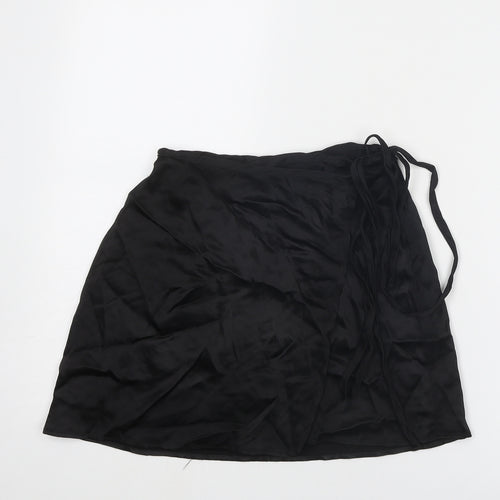 Zara Womens Black Viscose Wrap Skirt Size S Tie