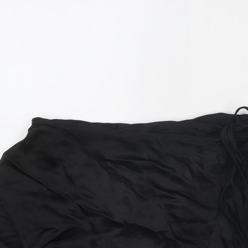Zara Womens Black Viscose Wrap Skirt Size S Tie