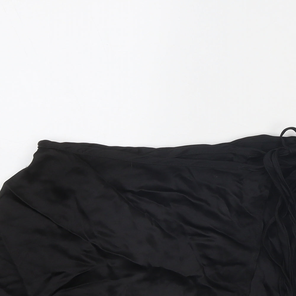 Zara Womens Black Viscose Wrap Skirt Size S Tie