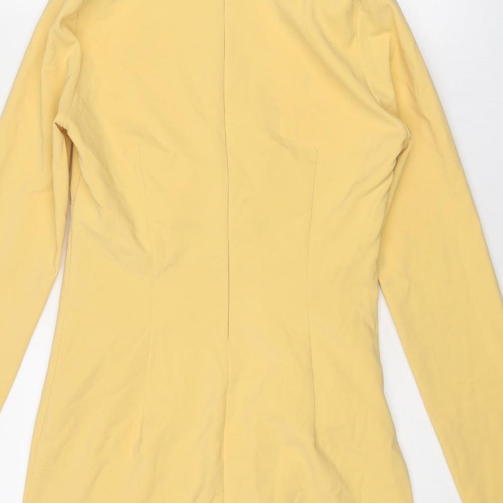 Zara Womens Yellow Polyester Mini Size L Halter Zip