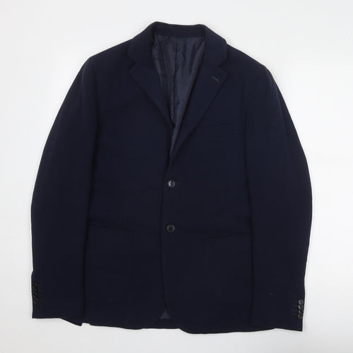 Libero Mens Blue Polyester Jacket Suit Jacket Size 36 Regular