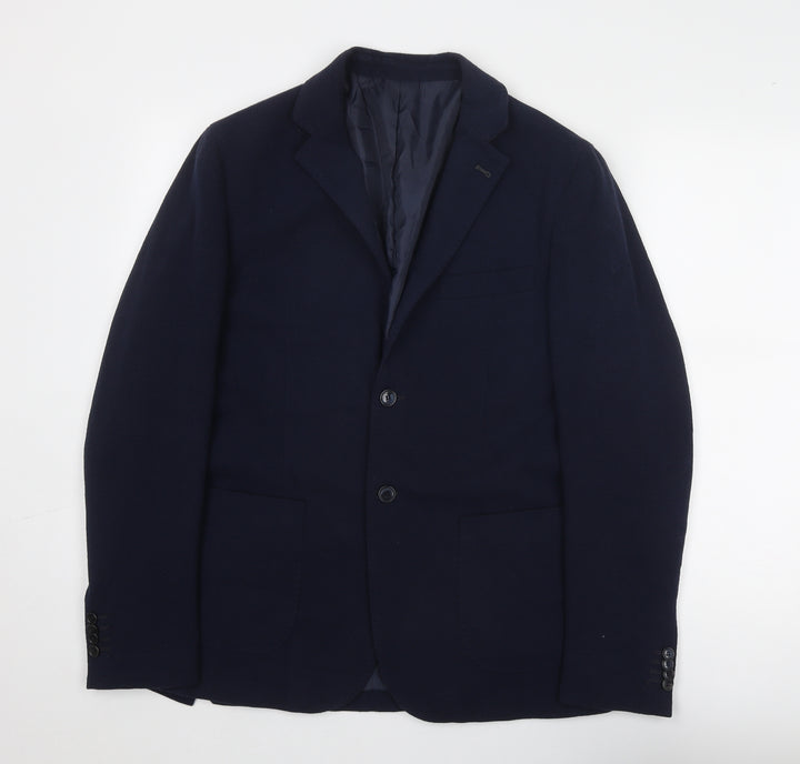 Libero Mens Blue Polyester Jacket Suit Jacket Size 36 Regular