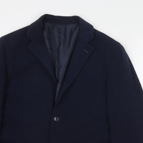 Libero Mens Blue Polyester Jacket Suit Jacket Size 36 Regular